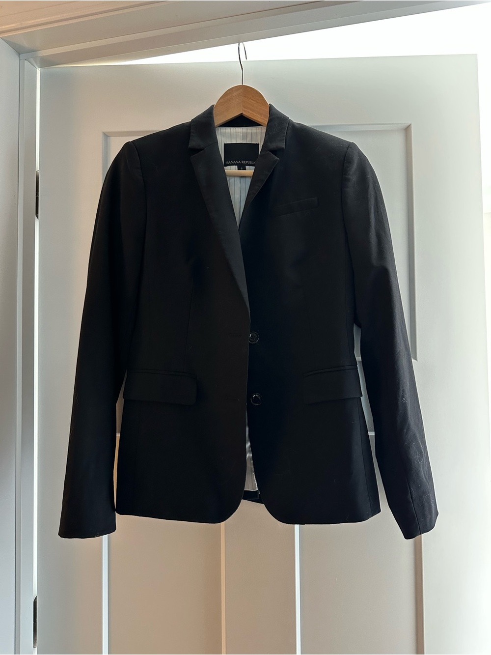 Banana Republic Black Women's Blazer with Pinstripe Lining